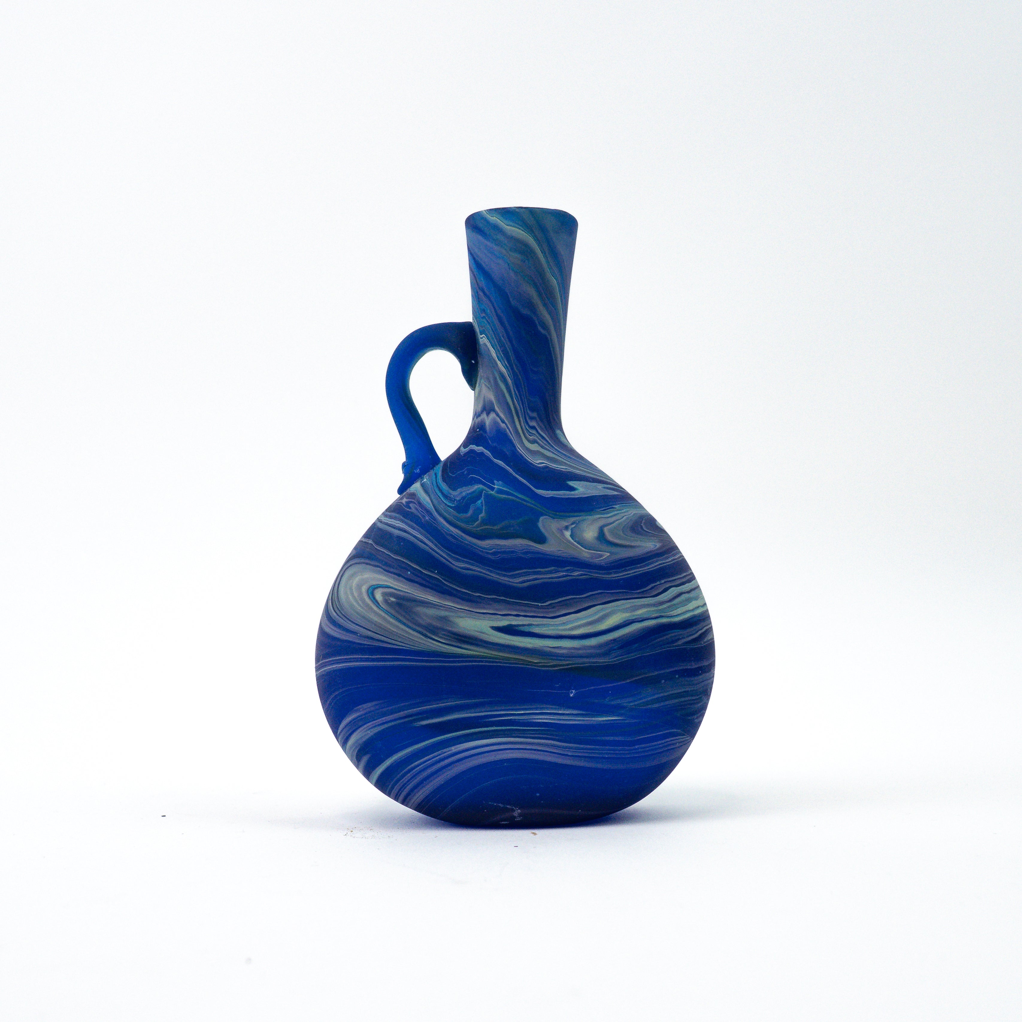 Hebron Mini Carafe / Vase Blue – Recycled Glass & Handblown
