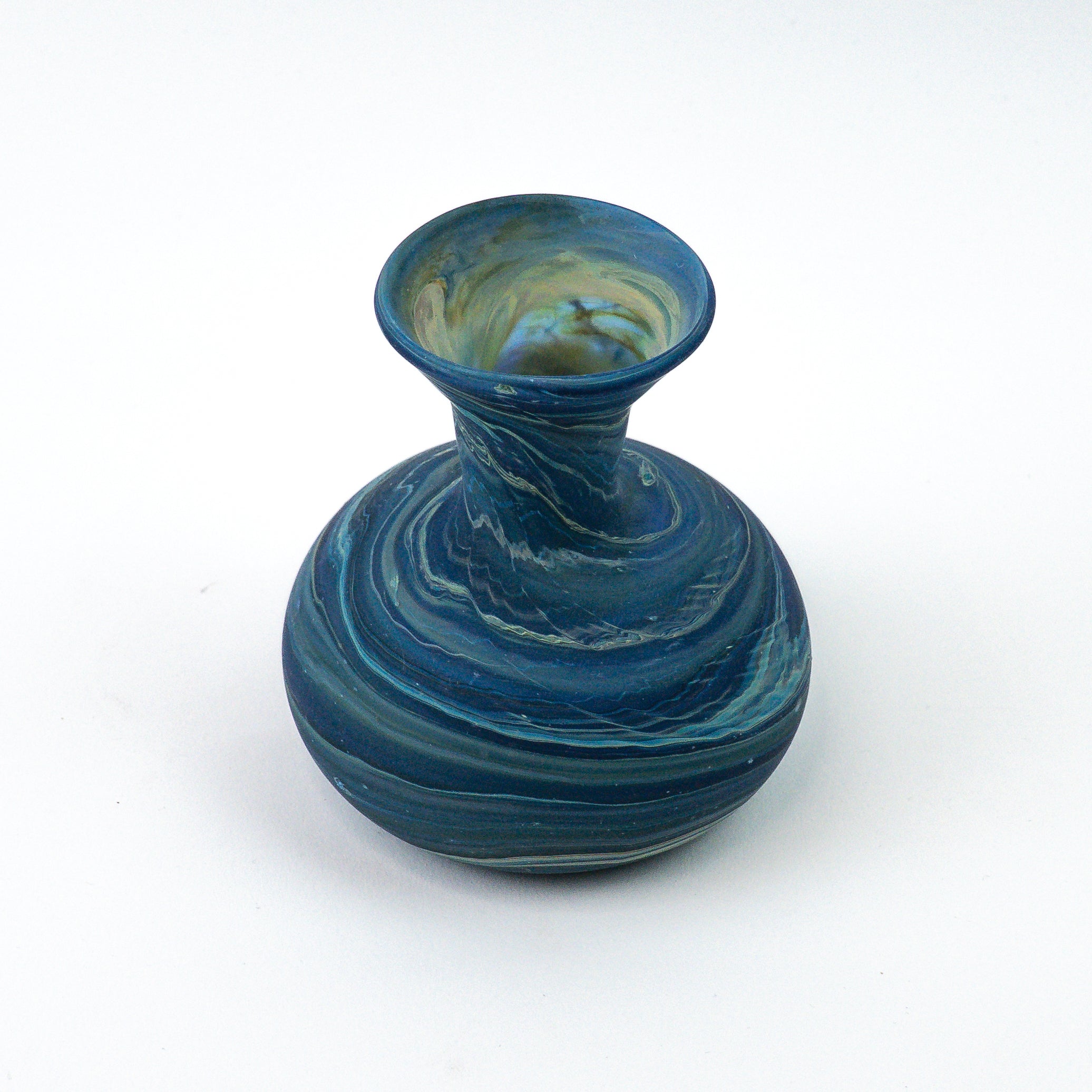 Hebron Mini Vase Blue – Recycled Glass & Hand-blown