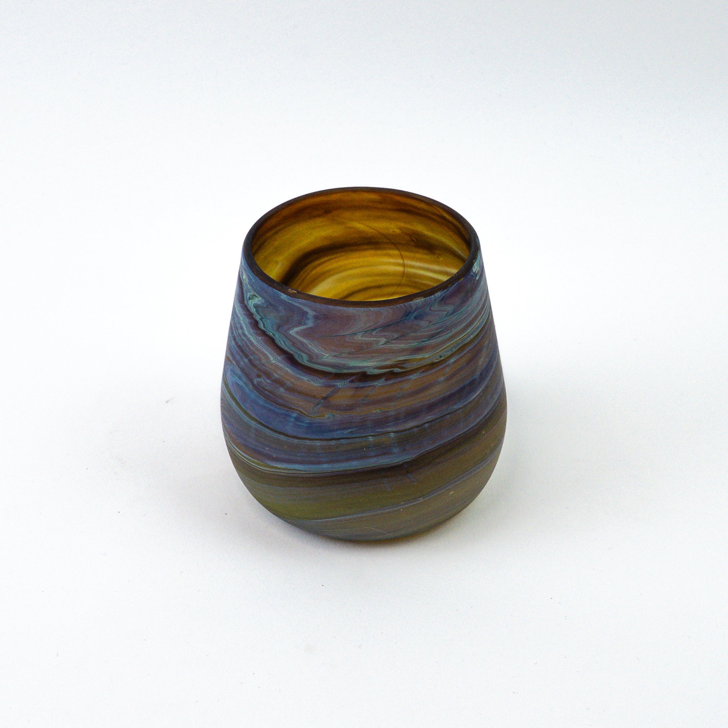 Hebron Tasse Braun Blau – Recyceltes Glas & Handgeblasen