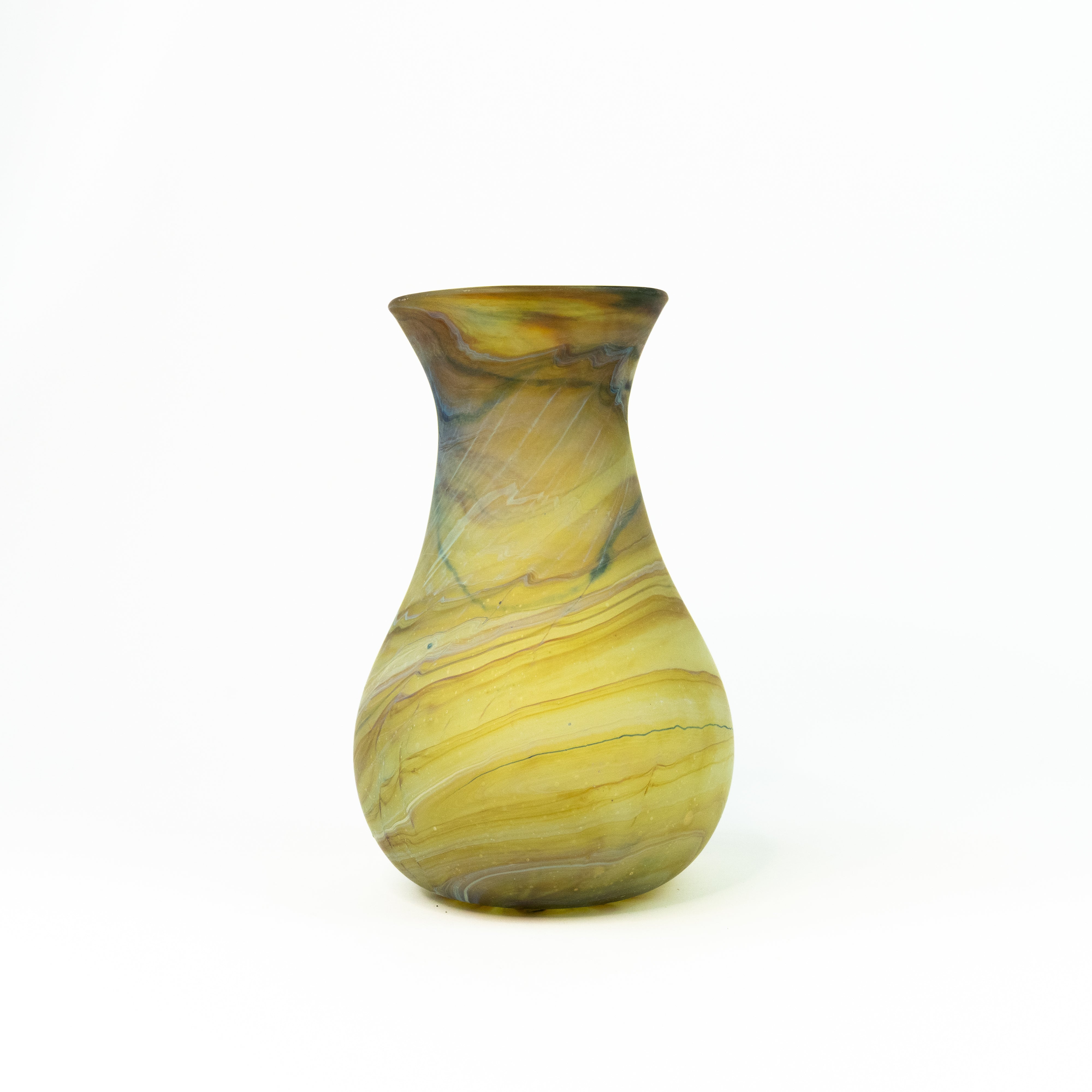 NEU Vase Braun Limette Grün – Recyceltes Glas & Handgeblasen