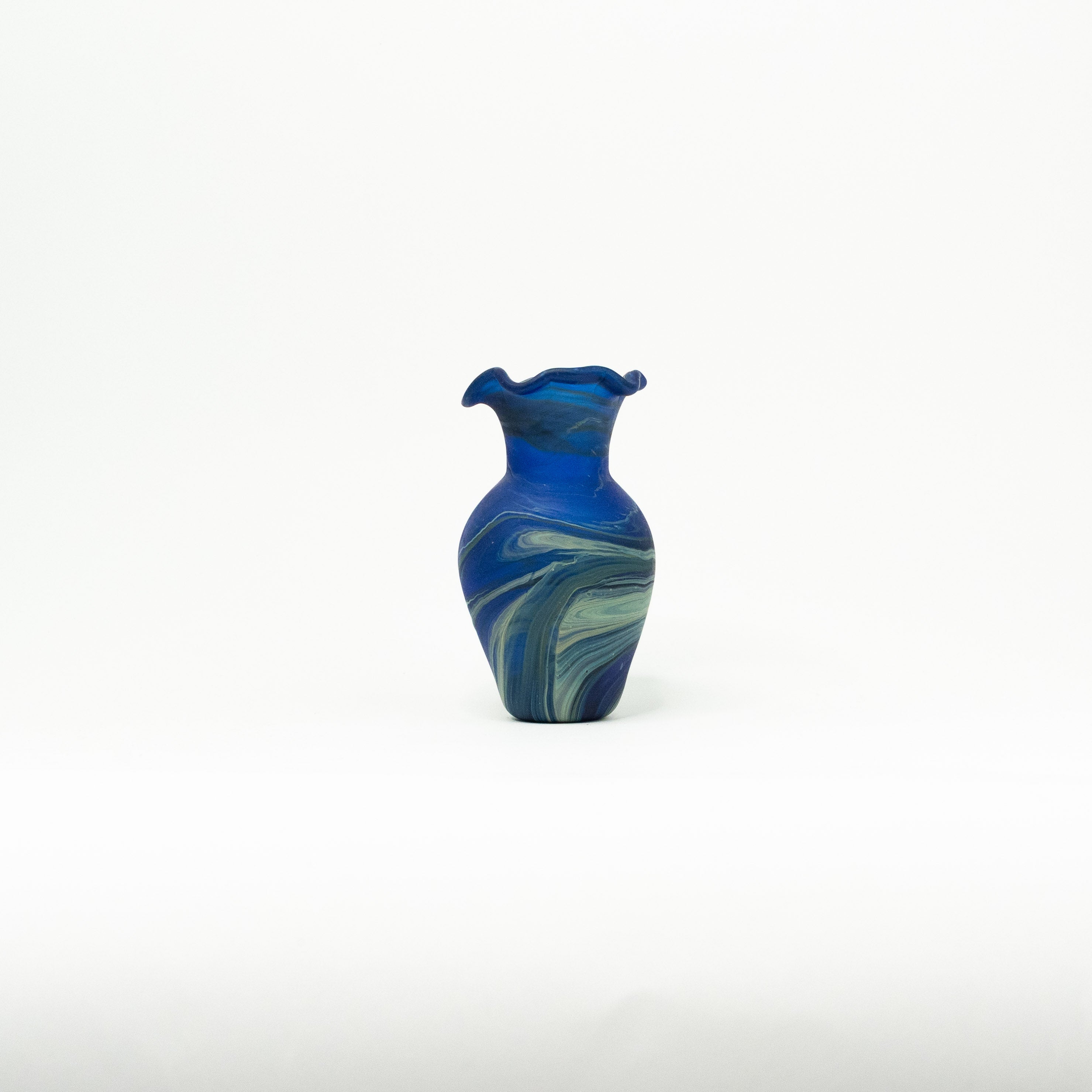 NEU Mini Vase / Karaffe Alkhalil blau – Recyceltes Glas & Handgeblasen