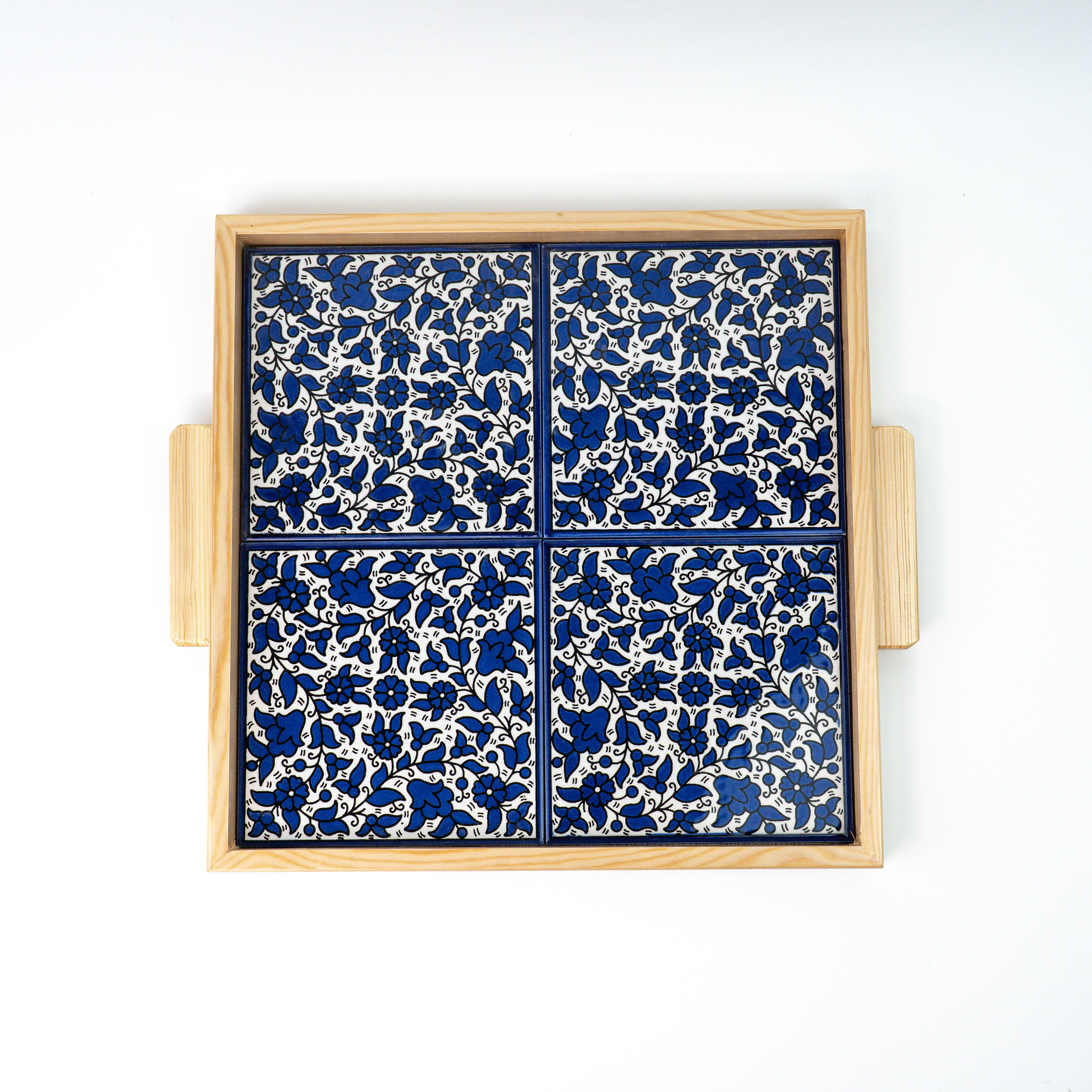 XL serving plate Alkhalil blue beige