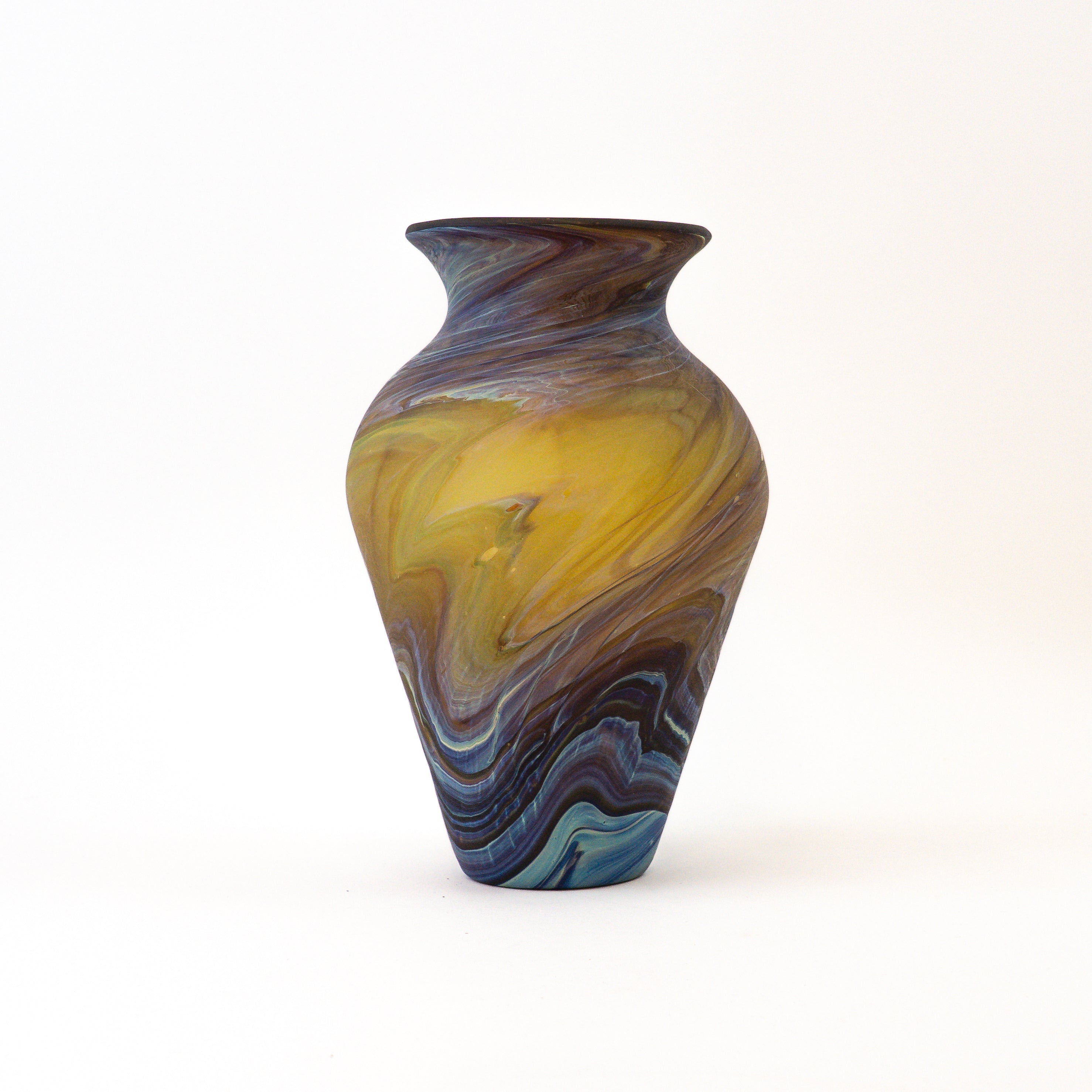 Hebron Vase Baun Blau – Recyceltes Glas & Handgeblasen