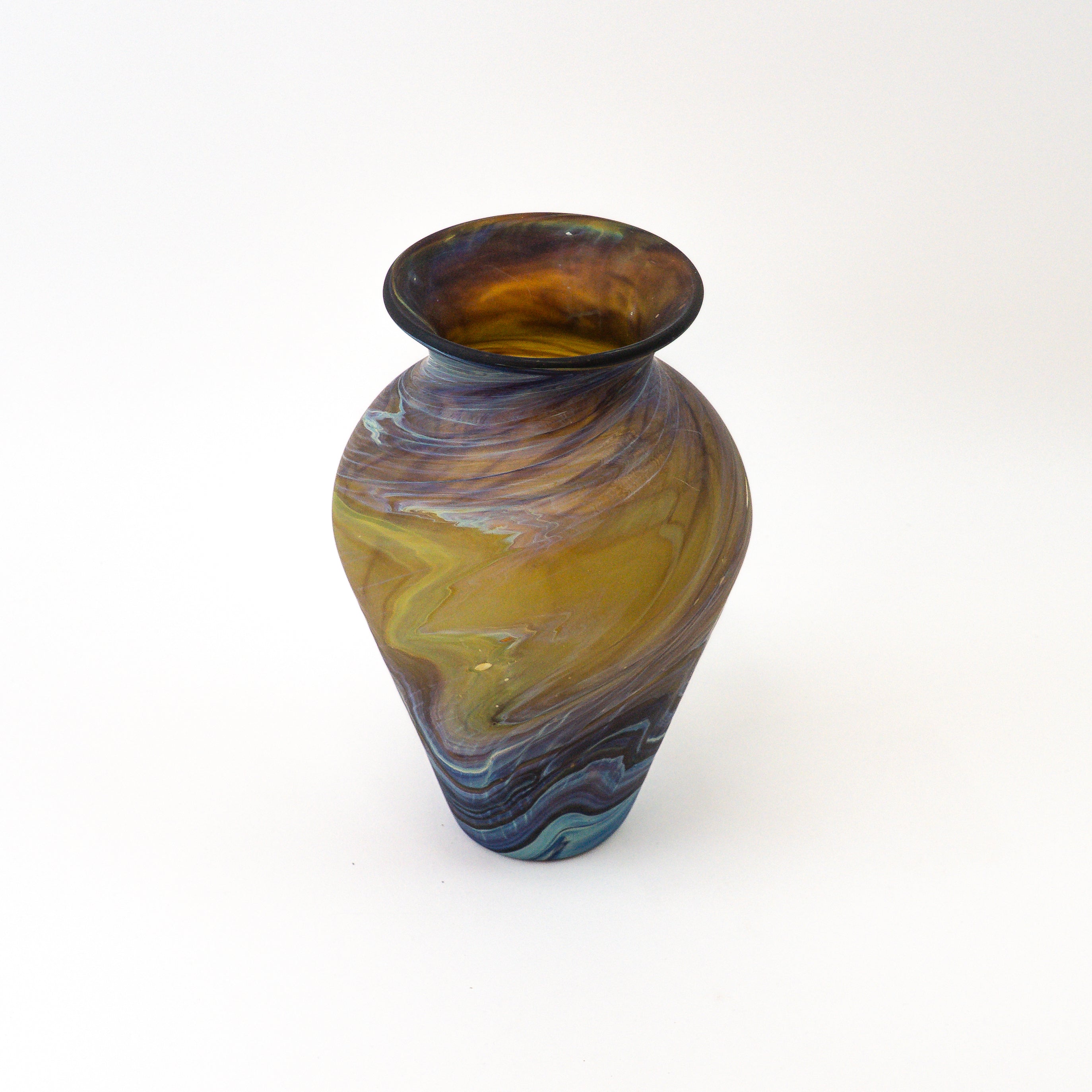 Hebron Vase Baun Blau – Recyceltes Glas & Handgeblasen