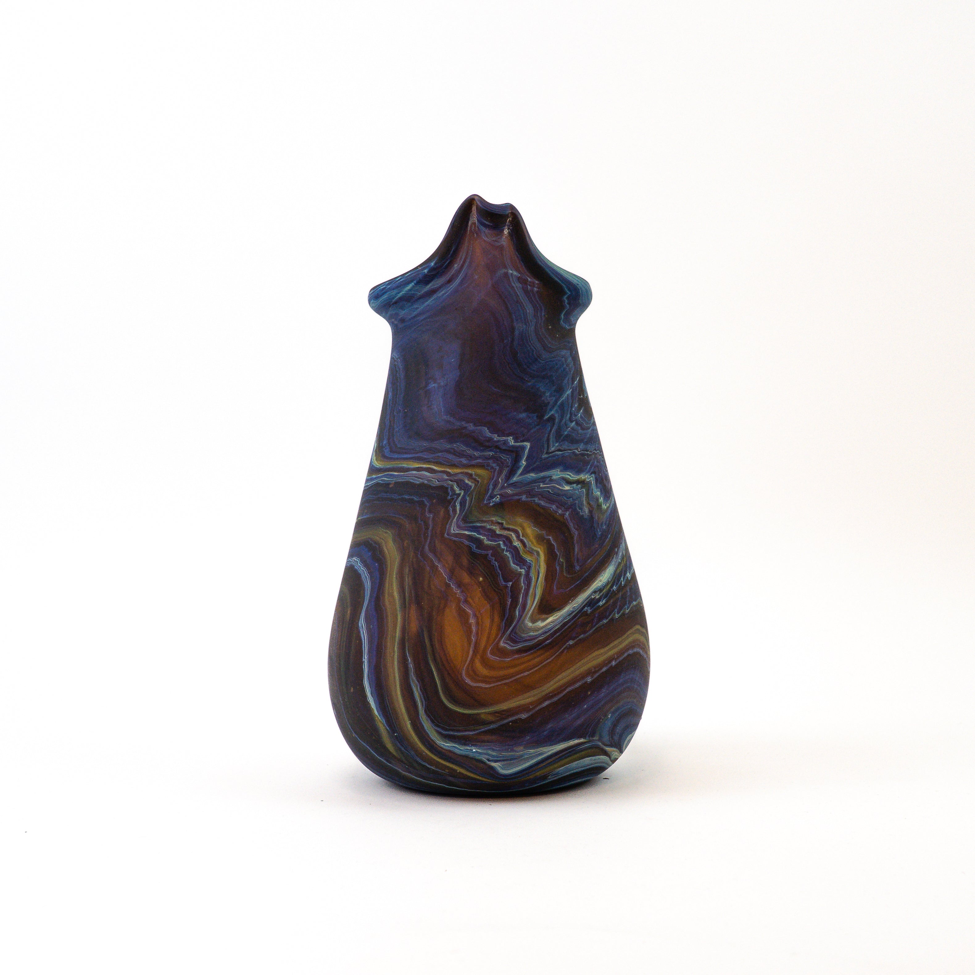 Hebron Carafe Brown / Blue – Recycled Glass & Hand-blown