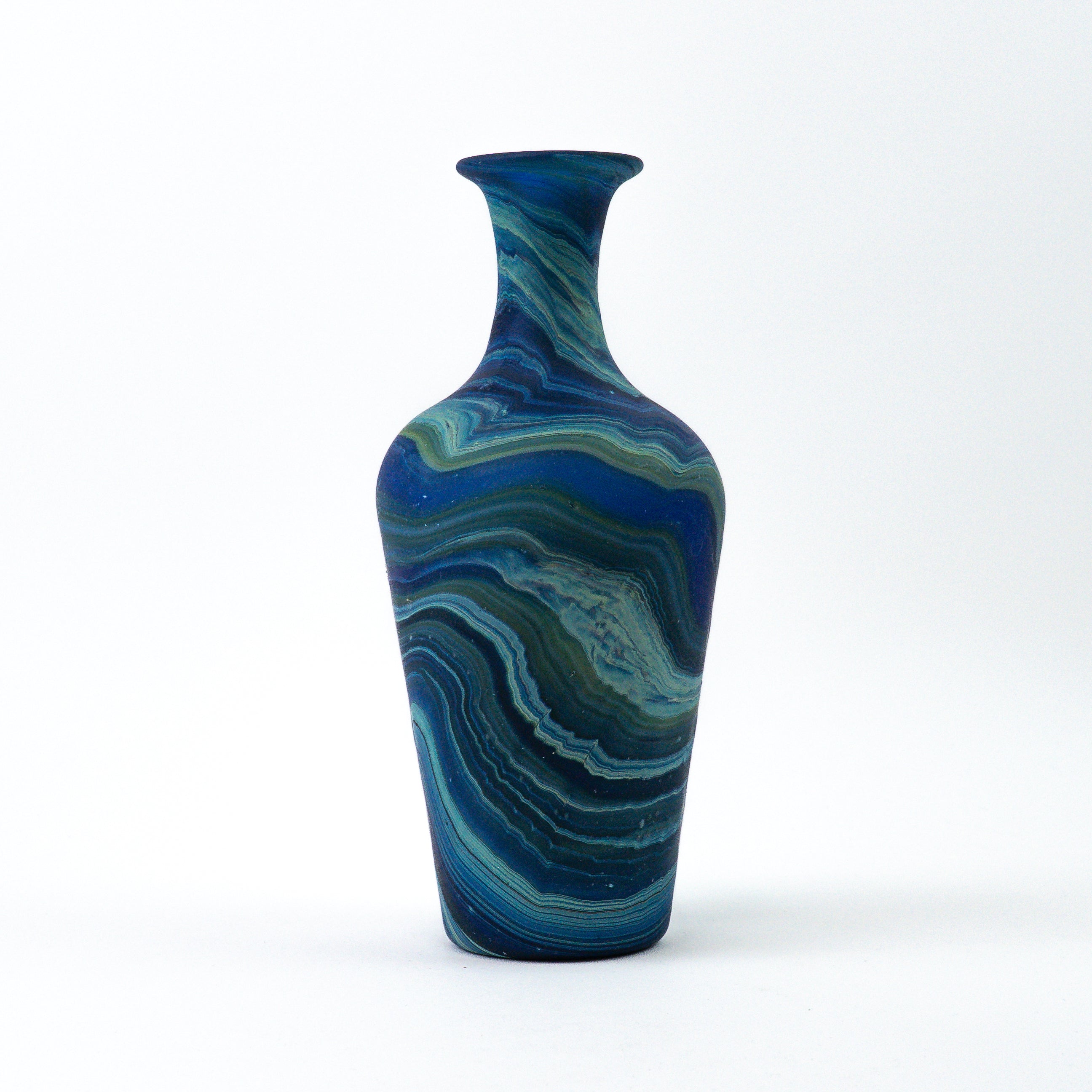 Hebron Carafe / Vase Blue – Recycled Glass & Hand-Blown