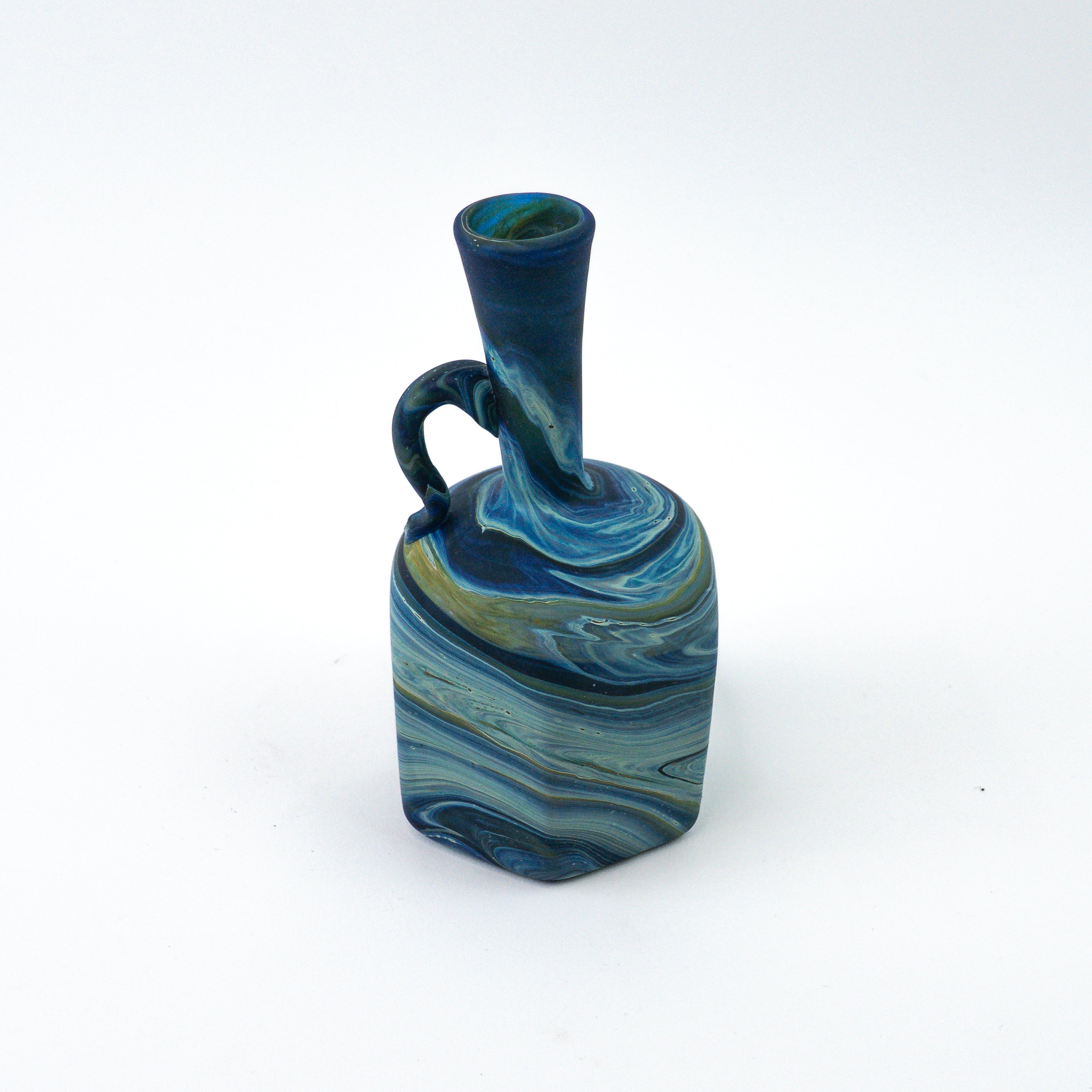 Hebron Mini Carafe / Vase Blue – Recycled Glass & Handblown