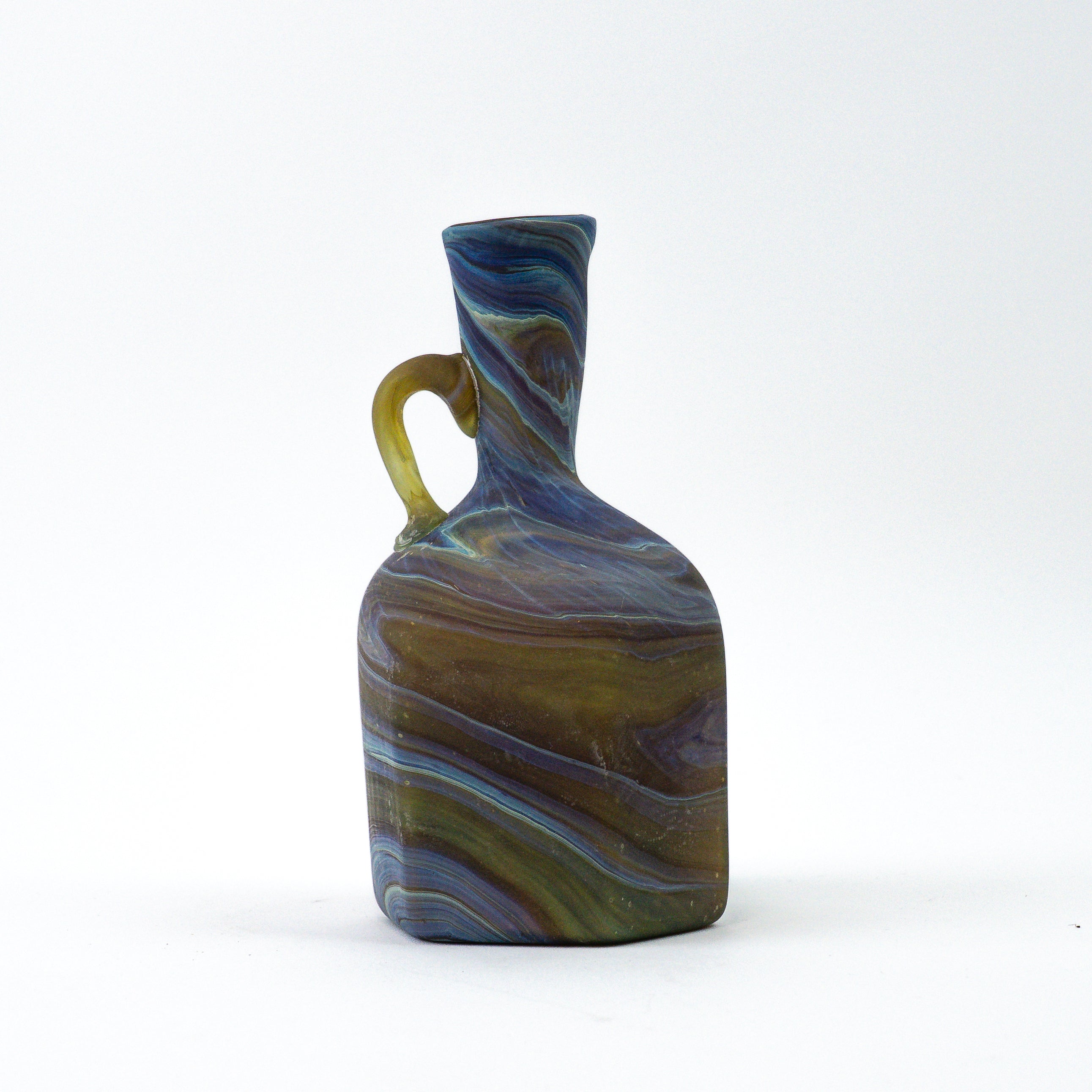 Hebron Mini Carafe / Vase Brown Blue – Recycled Glass & Hand-Blown