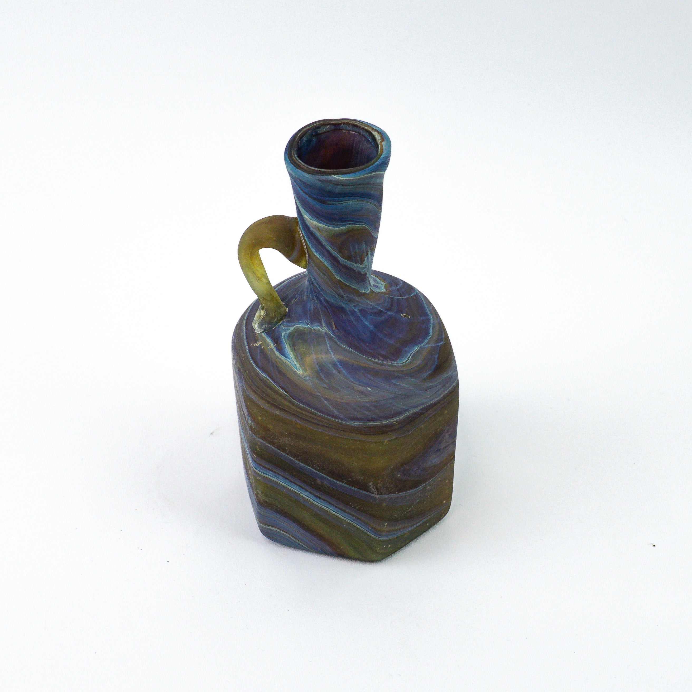 Hebron Mini Carafe / Vase Brown Blue – Recycled Glass & Hand-Blown