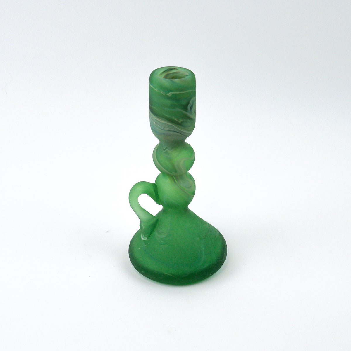 Hebron Mini Kerzenständer Grün – Recyceltes Glas & Handgeblasen