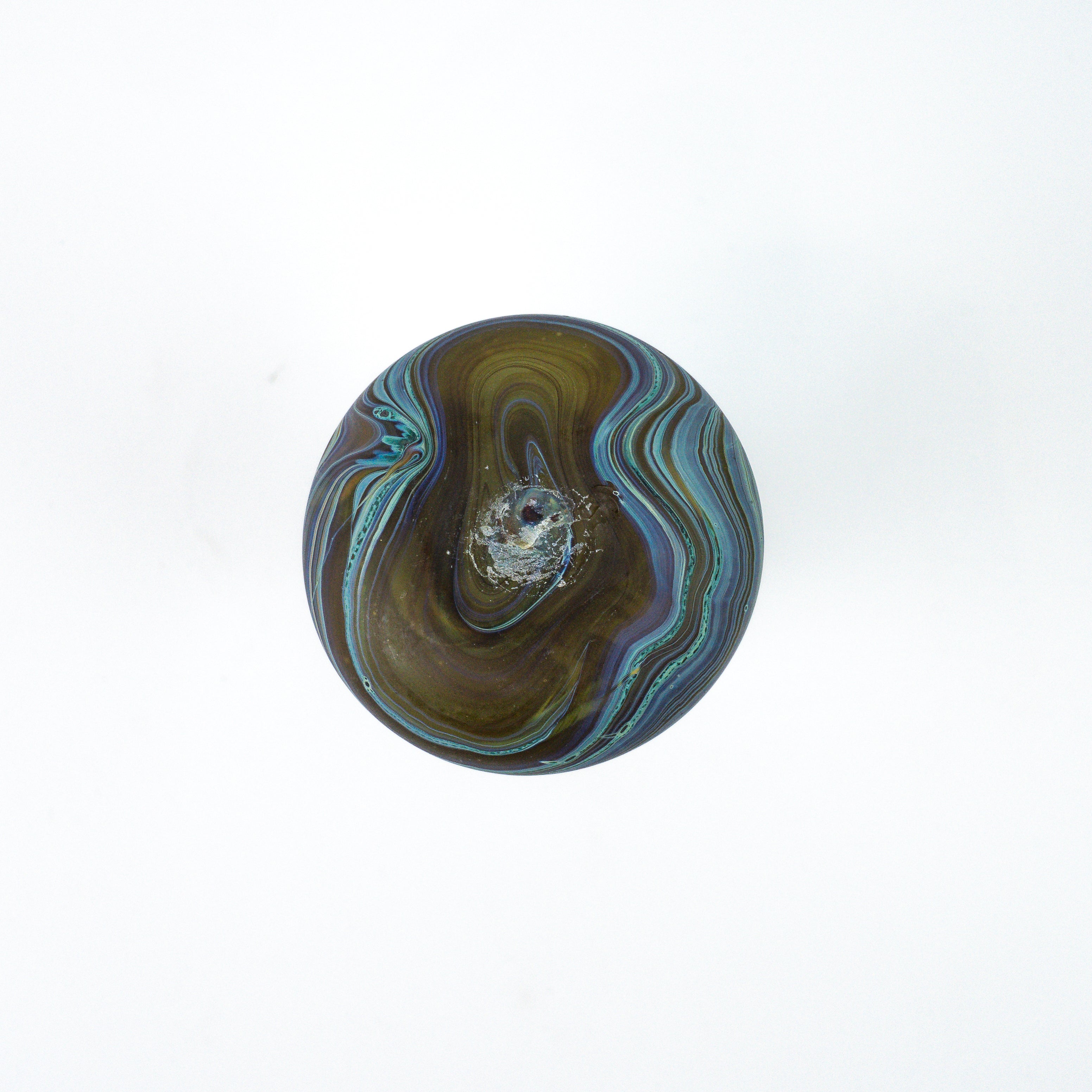 Hebron Mini- Karaffe / Vase Blau Braun – Recyceltes Glas & Handgeblasen