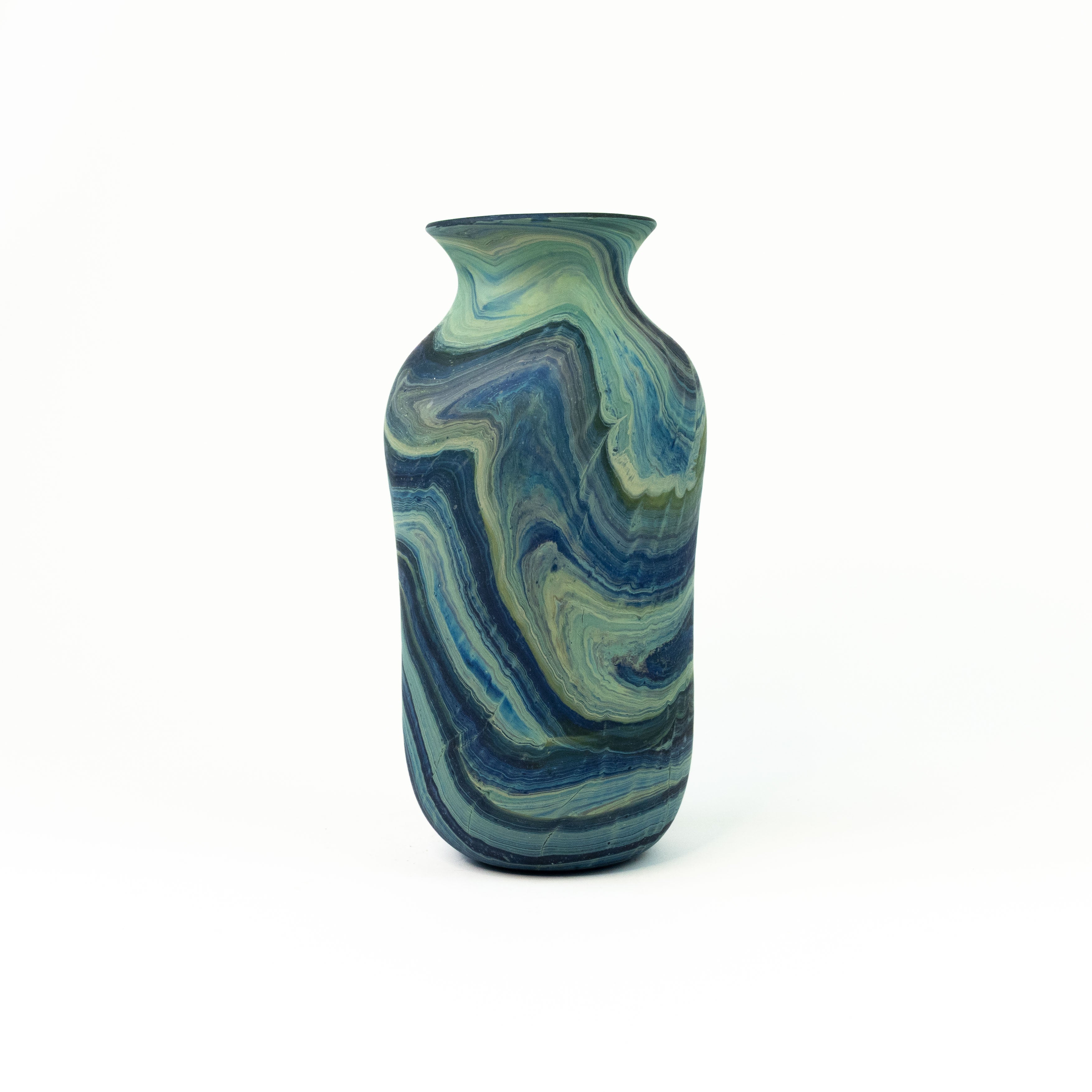 NEU Vase Trikolore Blau – Recyceltes Glas & Handgeblasen