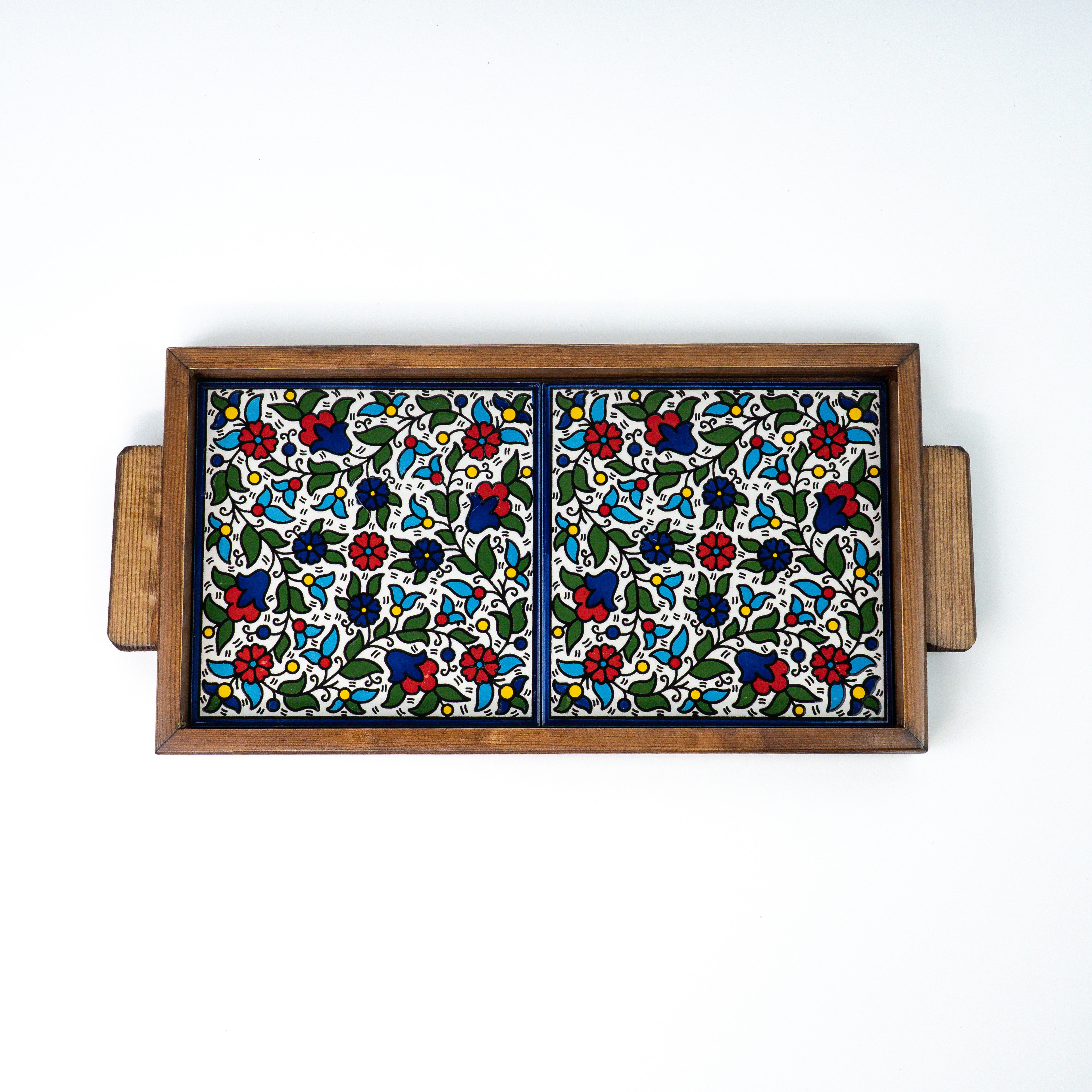 Serving platter, colorful, brown