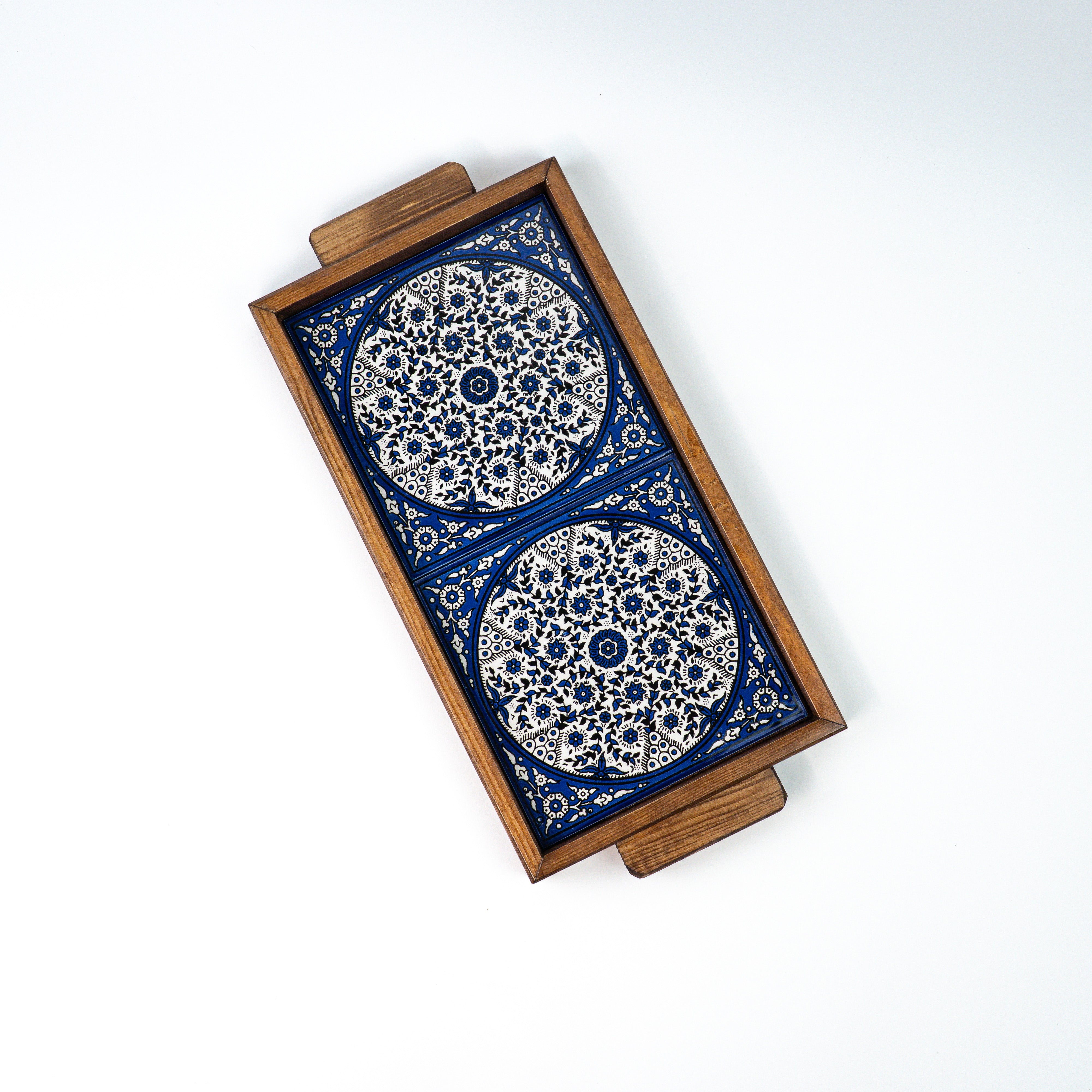 Servierplatte blau braun