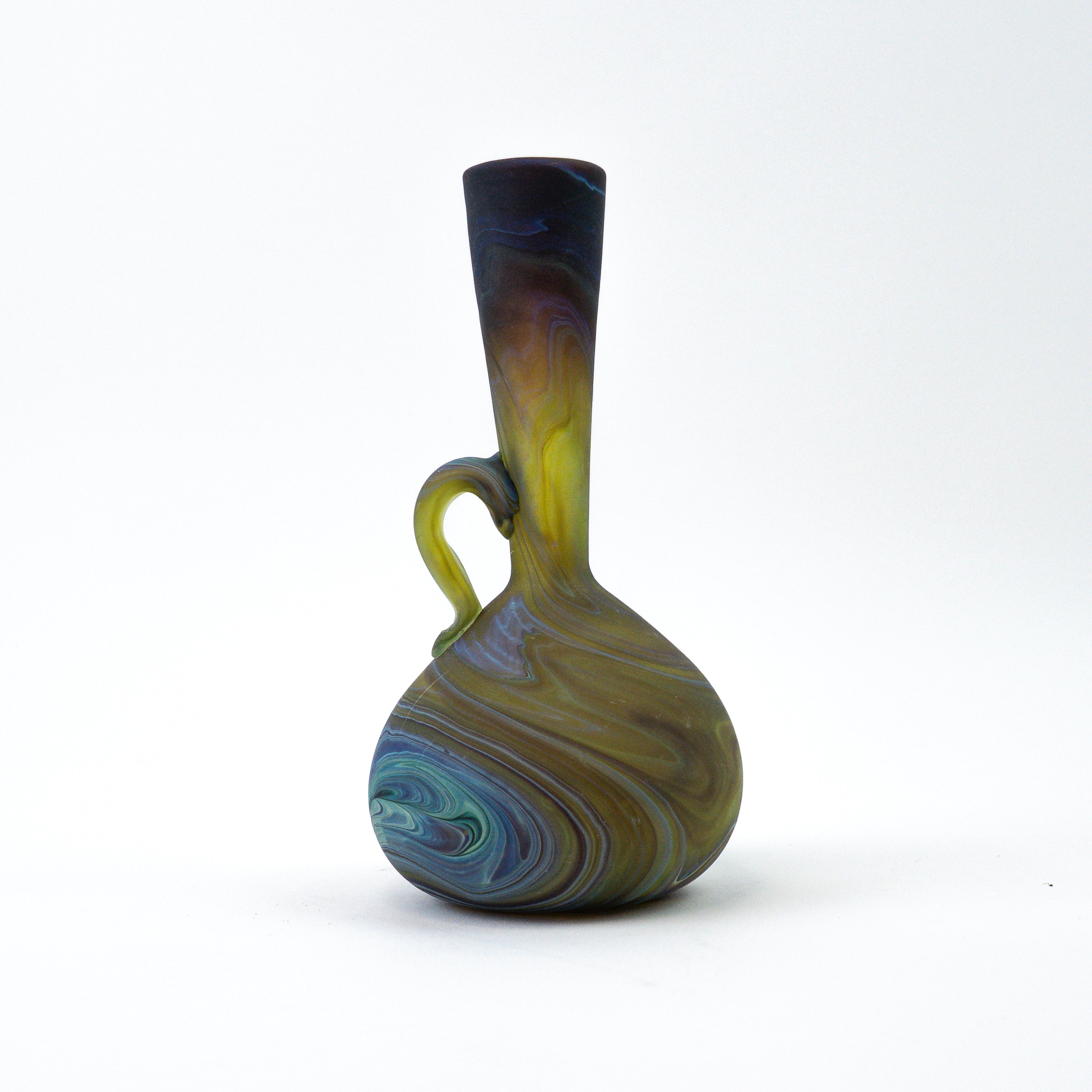 Hebron Mini Carafe / Vase Brown Blue – Recycled Glass &amp; Handblown