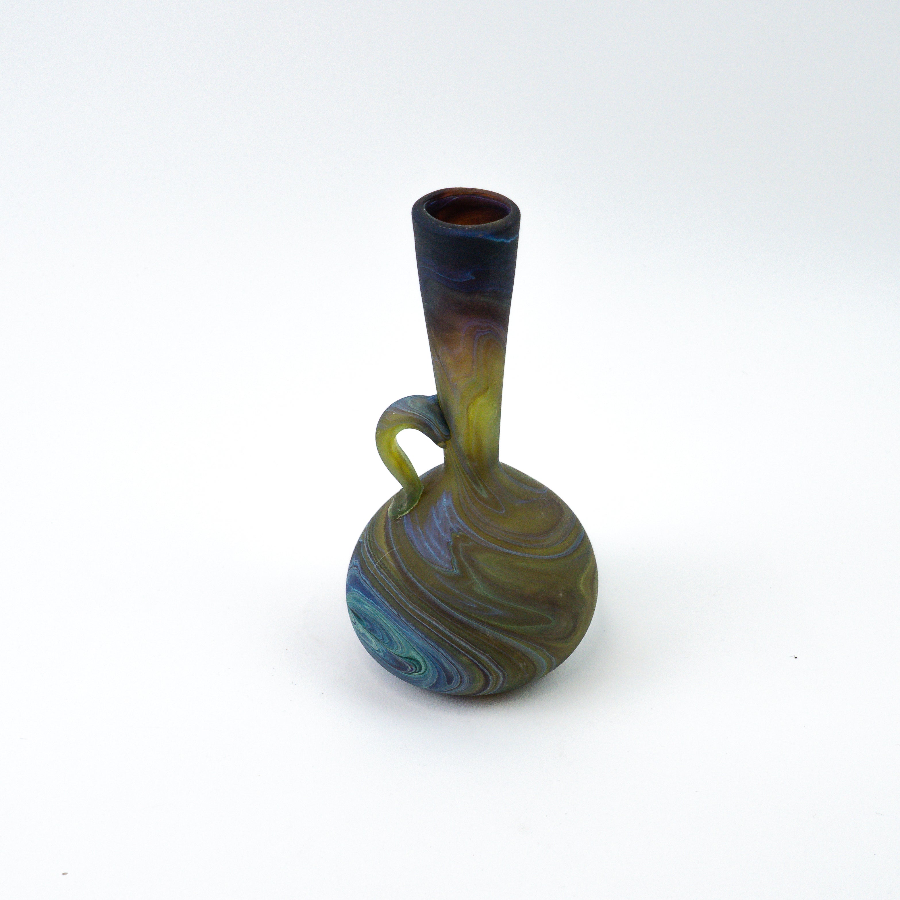 Hebron Mini Carafe / Vase Brown Blue – Recycled Glass &amp; Handblown