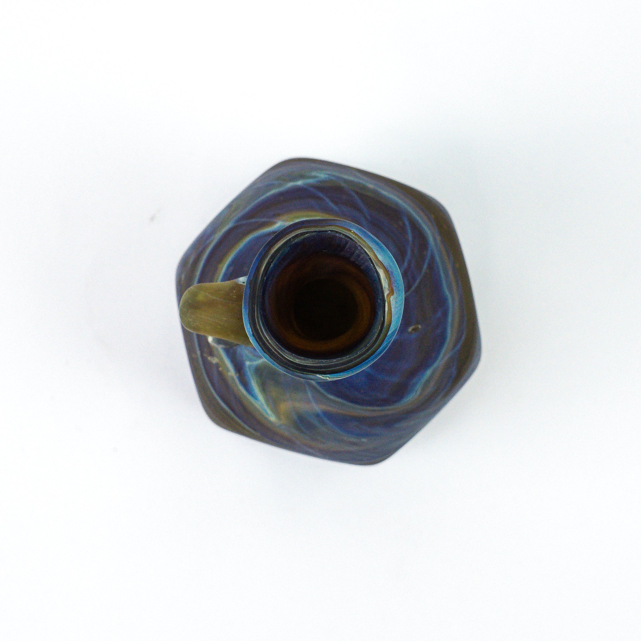 Hebron Mini Carafe / Vase Brown Blue – Recycled Glass &amp; Hand-Blown