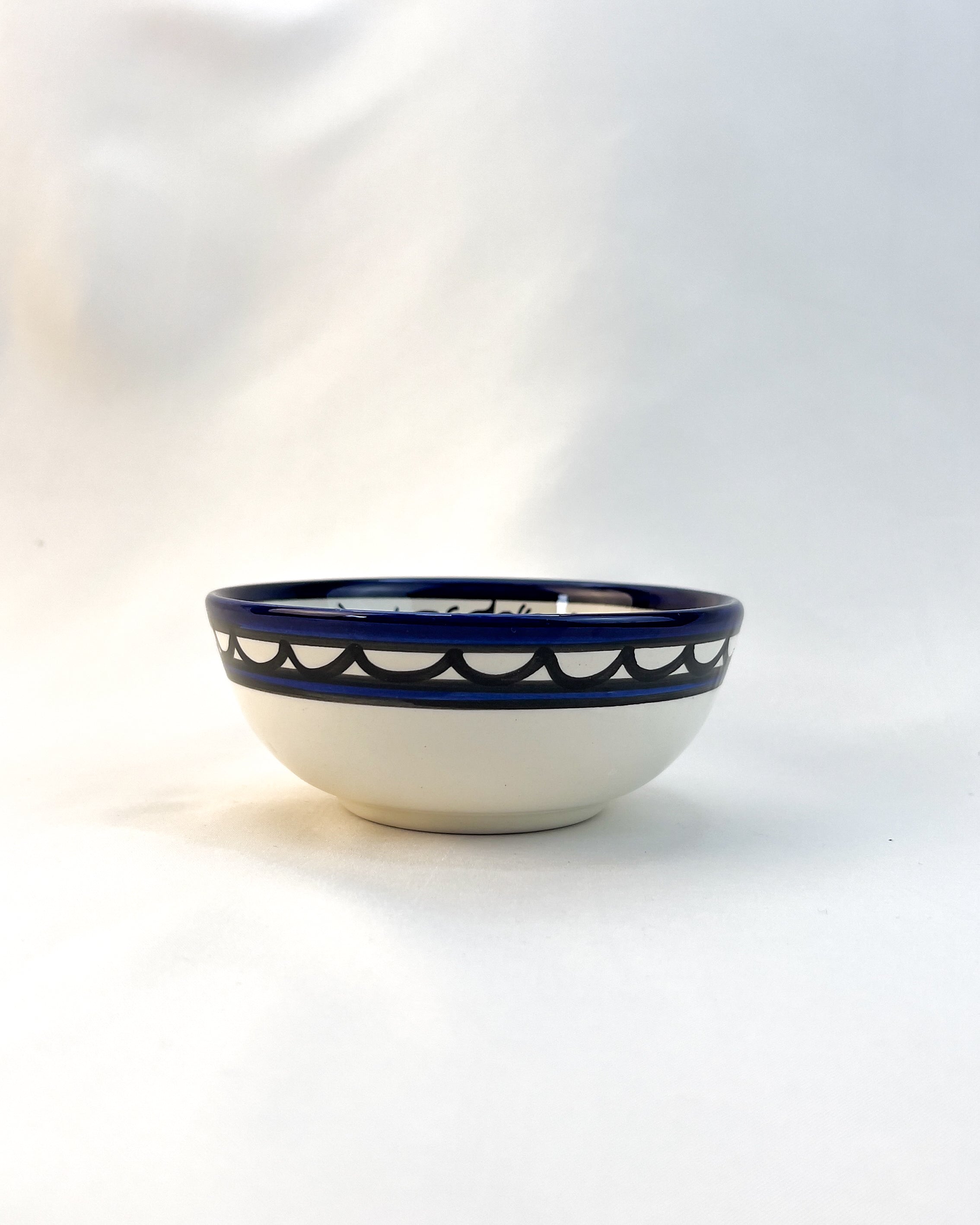 Ceramic handcrafted bowls from Hebron, 12 cm - Flowers Blue